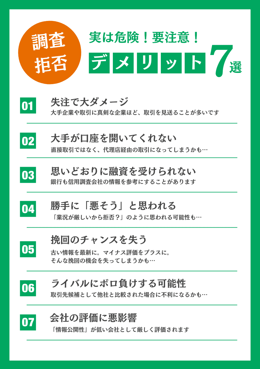 調査拒否の7大デメリットまとめ｜会社信用ドットコム