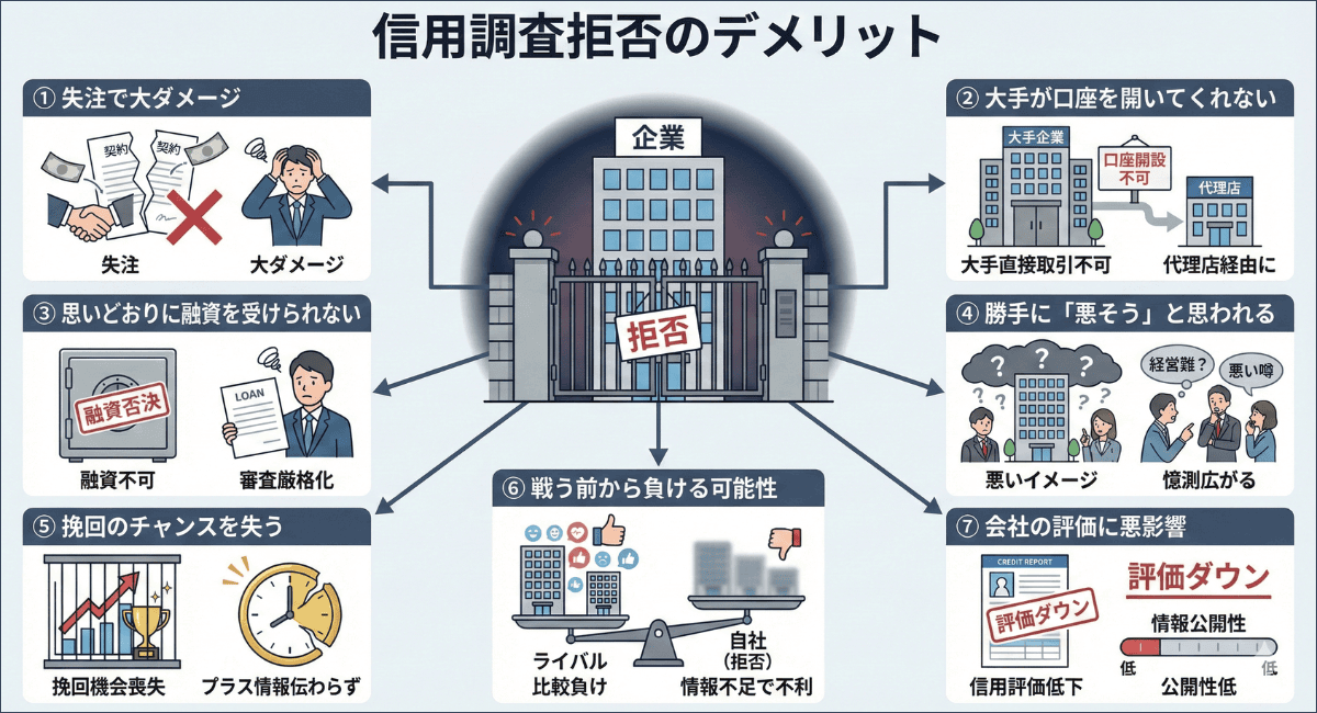 元調査員が教える！信用調査は拒否すると怖い？断る7大デメリット｜会社信用ドットコム