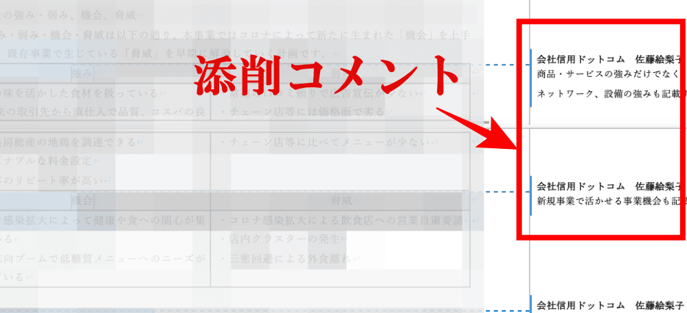 補助金の事業計画書の添削・書き方指導の添削コメント｜開始者信用ドットコム