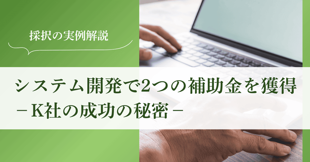 システム開発で２つの補助金を獲得したK社の成功の秘密｜従業員4名のサービス会社｜会社信用ドットコム
